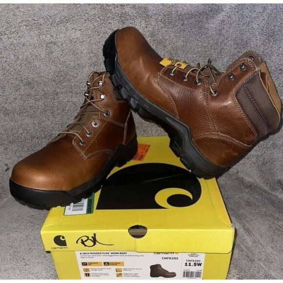 Carhartt Work Boot 6" Composite Toe Mens Rugged Flex Brown 11.5 W CMF6395 - Picture 1 of 5